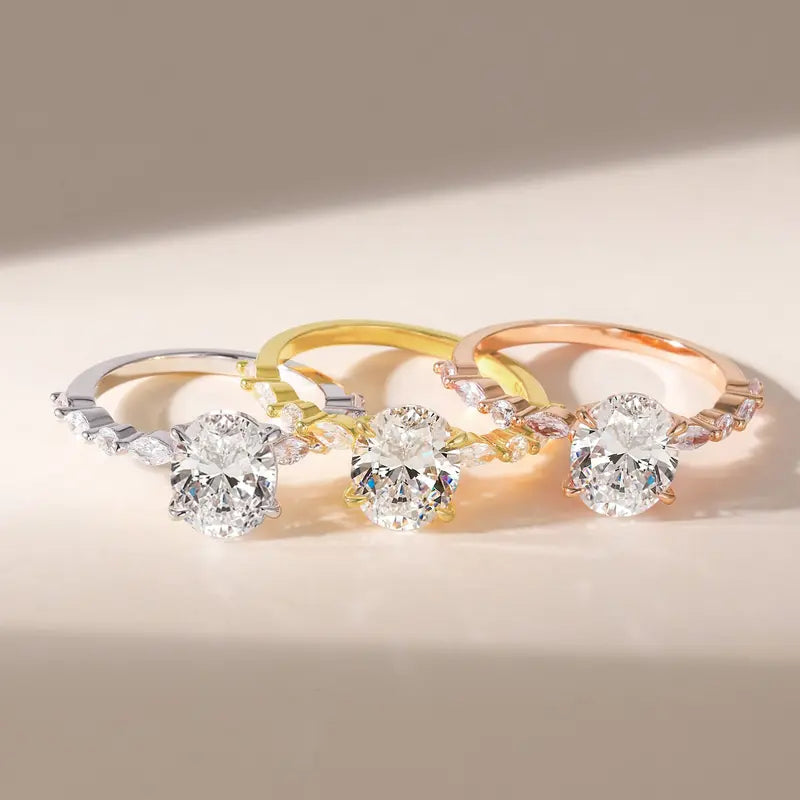 14K Gold Plated 3CT Oval CZ Engagement Ring