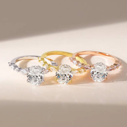 14K Gold Plated 3CT Oval CZ Engagement Ring