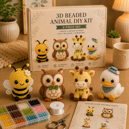HOT🐾 3D Beaded Pet DIY Kit– Adorable 4-Piece Handmade Pet Craft Set