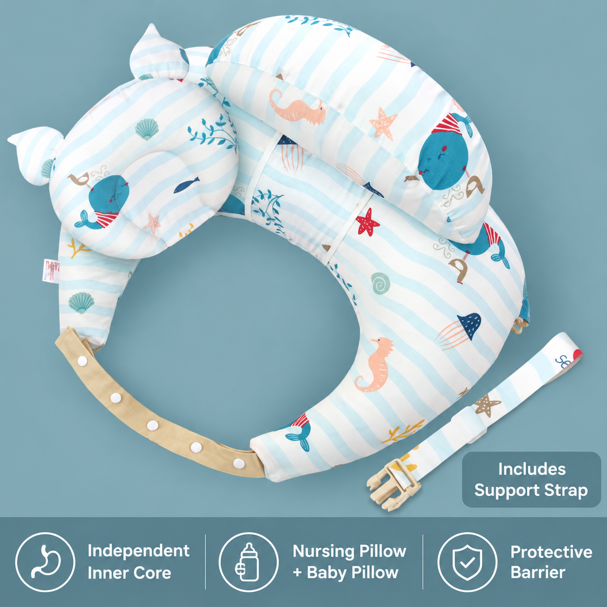 💗 Wearable Nursing Pillow – Wraparound Feeding Cushion with Adjustable Strap