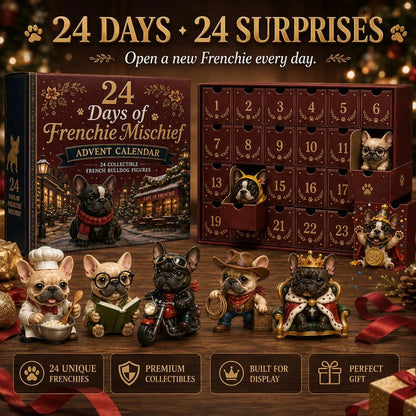 🐶 24-Day French Bulldog Christmas Advent Calendar-24 Unique Collectible Frenchie Characters with Different Outfits🎄✨