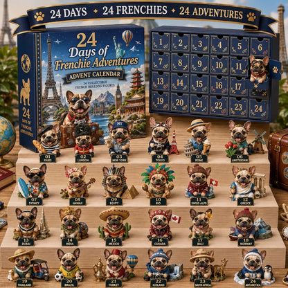 🐶 24-Day French Bulldog Christmas Advent Calendar-24 Unique Collectible Frenchie Characters with Different Outfits🎄✨