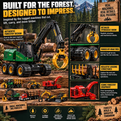 🌲 24 Days of Forestry Machines Advent Calendar – 24 Realistic Logging Equipment Collectibles, Christmas Gift for Loggers & Machinery Lovers