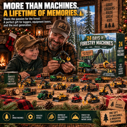 🌲 24 Days of Forestry Machines Advent Calendar – 24 Realistic Logging Equipment Collectibles, Christmas Gift for Loggers & Machinery Lovers