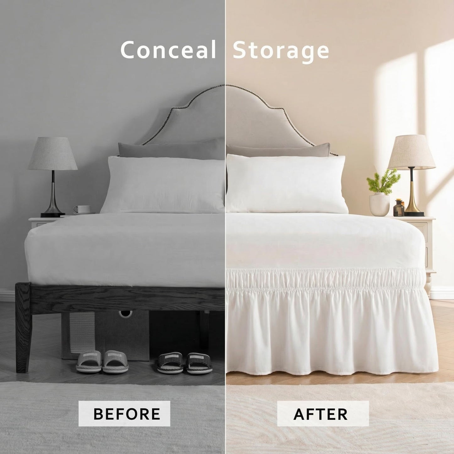 Adjustable Elastic Belt Drop Bed Skirt