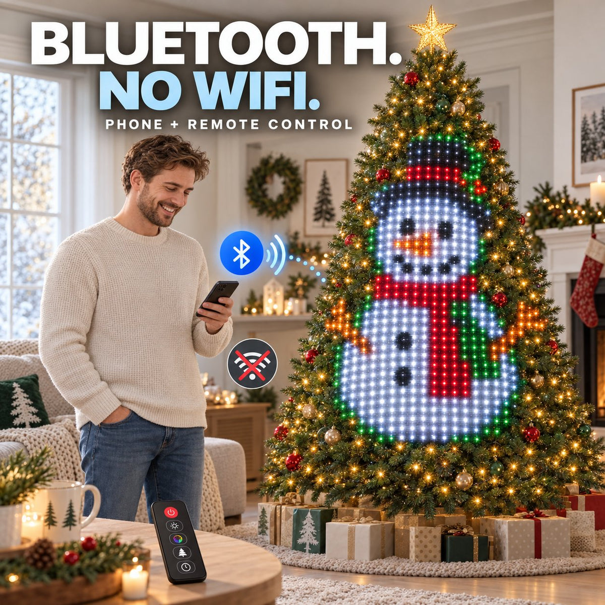 🎅No WiFi Needed Pixel Christmas Lights | Built-in Timer For Auto On/Off | Create Magical Christmas Night
