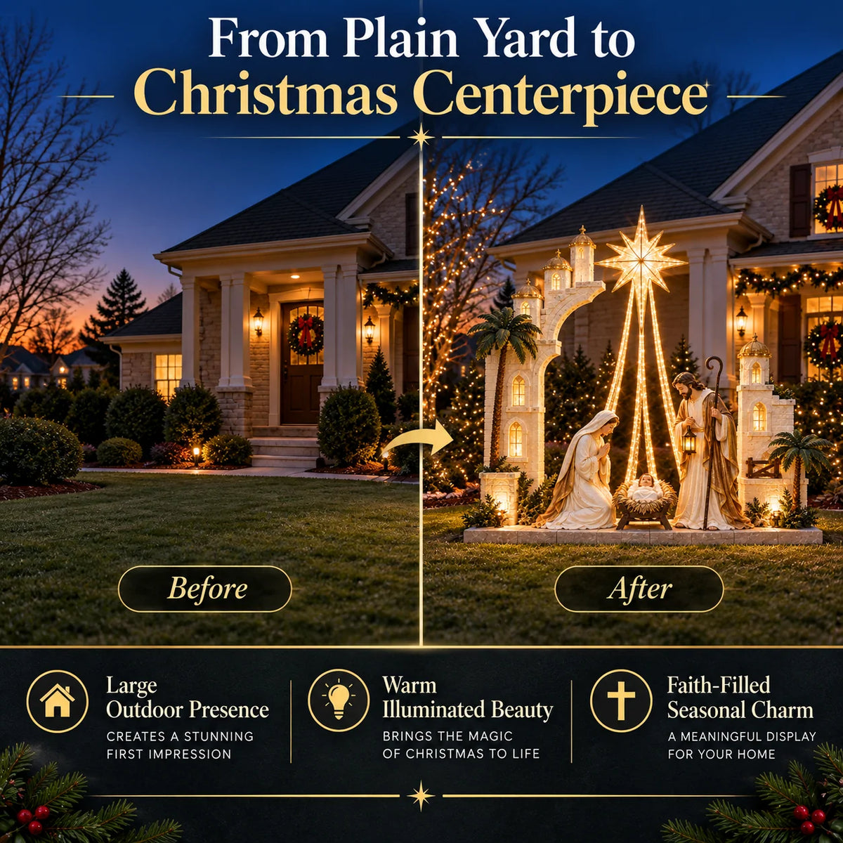 ✨ Christmas Star Nativity Light™ – Illuminated Holy Family Outdoor Yard Display