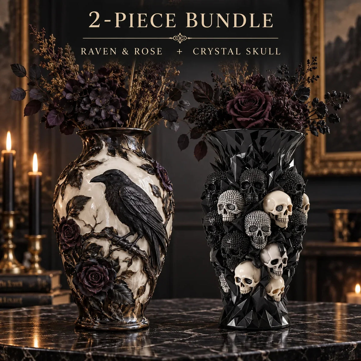💀🐦‍⬛ Crystal Skull Vase – Where Darkness Meets Elegance ✨
