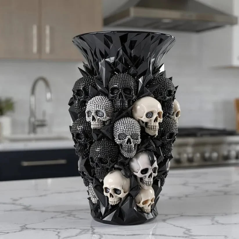 💀🐦‍⬛ Crystal Skull Vase – Where Darkness Meets Elegance ✨