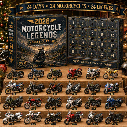 🎄LAST DAY 49% OFF -🏍️2026 Motorcycle Legends 3D Advent Calendar – 24 Days, 24 Mini Motorcycles, 24 Legendary Rides