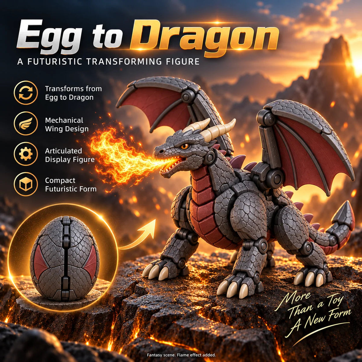 🔥🐉 Guardian Dragon Egg — Transforming Dragon Figure with Sculpted Details