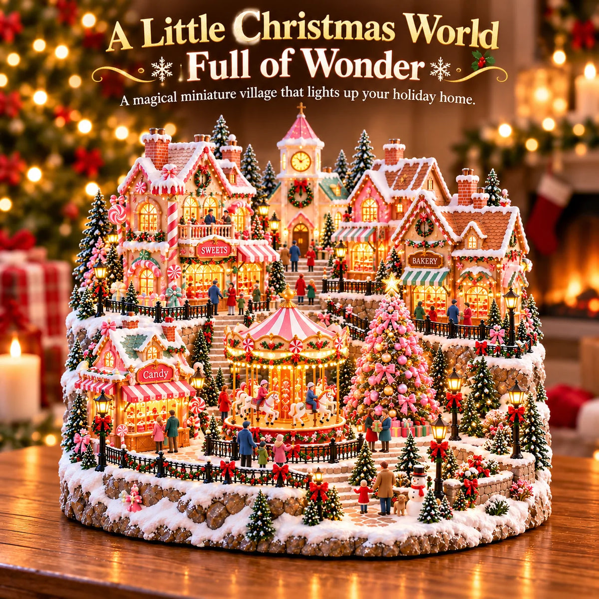 ✨ HOT SALE 49% OFF✨🎄"Candy-Bright" Christmas Market | Illuminated Miniature Christmas Town ✨