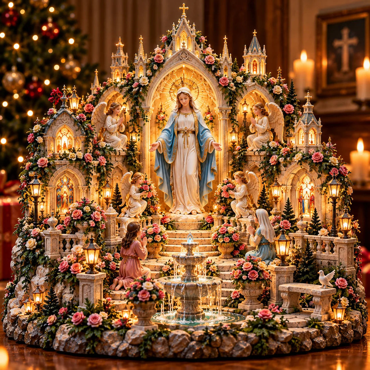 🪽 A Mother's Love, A Light of Grace ✨ Virgin Mary LED Sanctuary – Faith, Hope & Everlasting Love