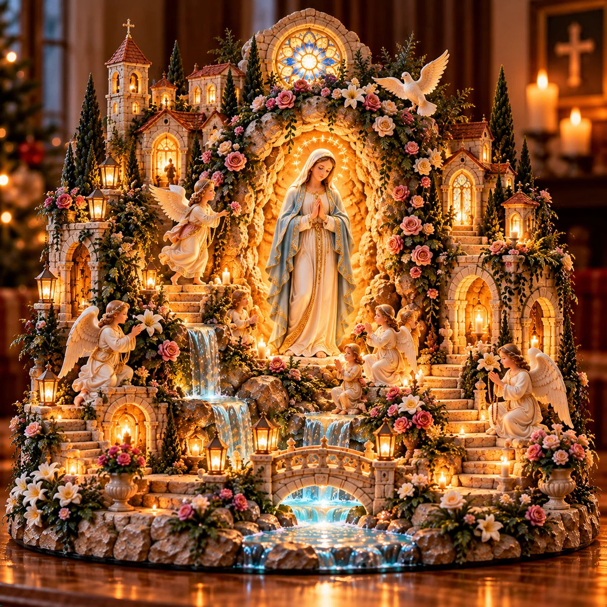 🌹 A Mother's Love, A Light of Grace ✨ Virgin Mary LED Sanctuary – Faith, Hope & Everlasting Love