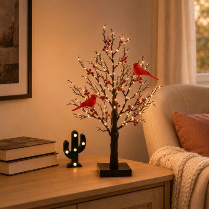✨ 2026 Vintage Glowing Cardinal Tree