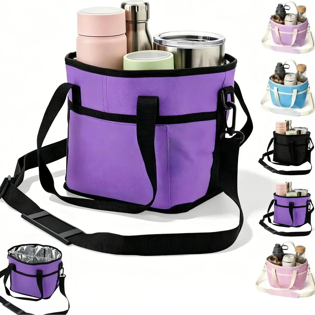 Drink Carrier Bag for 4 Cups with Adjustable Strap