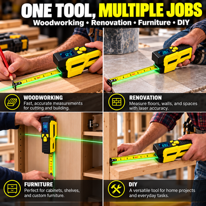 📏 3-in-1 Digital Laser Tape Measure  – 16.4 FT Self-Locking Tape with LCD Display & USB-C Charging⚡