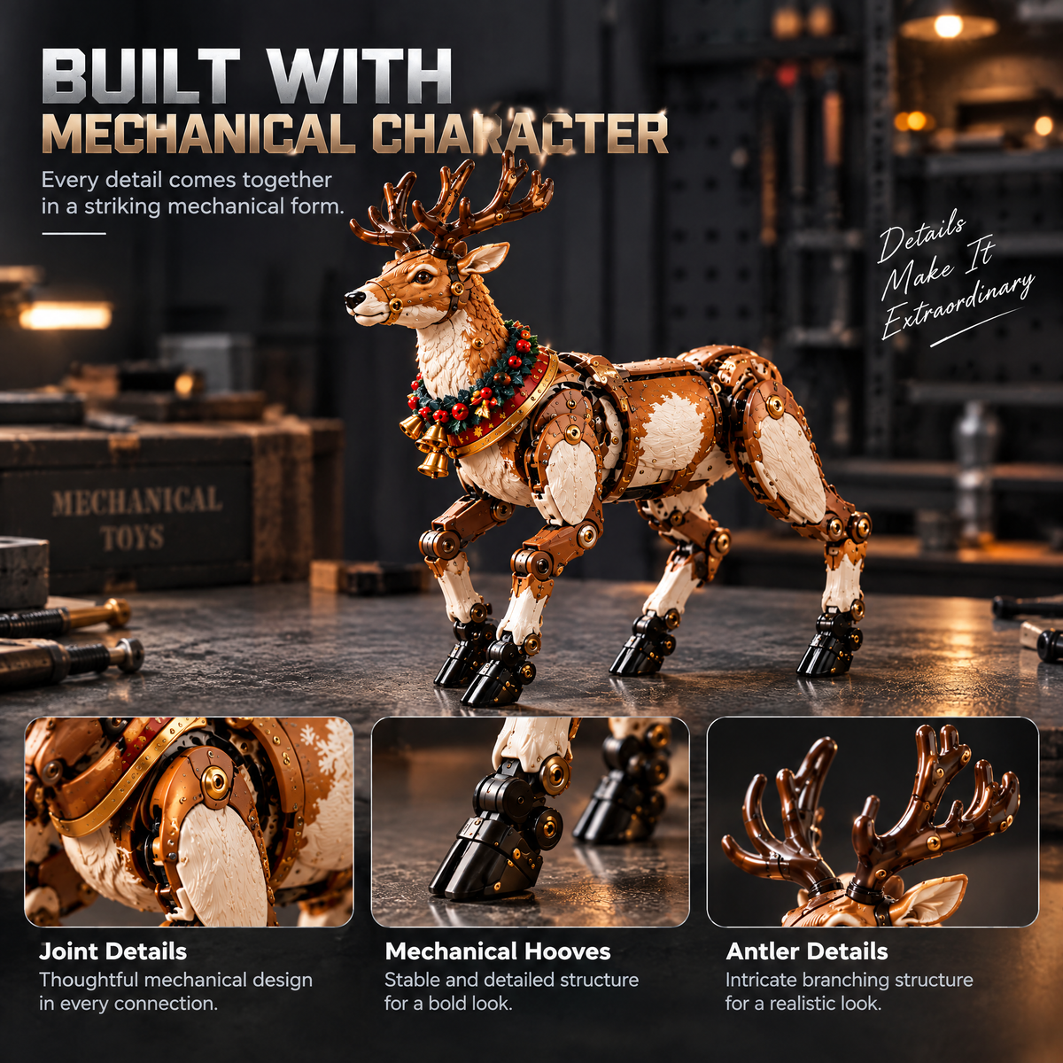 🎄🦌 ReindeerMorph – Egg to Christmas Reindeer Transforming Mechanical Toy