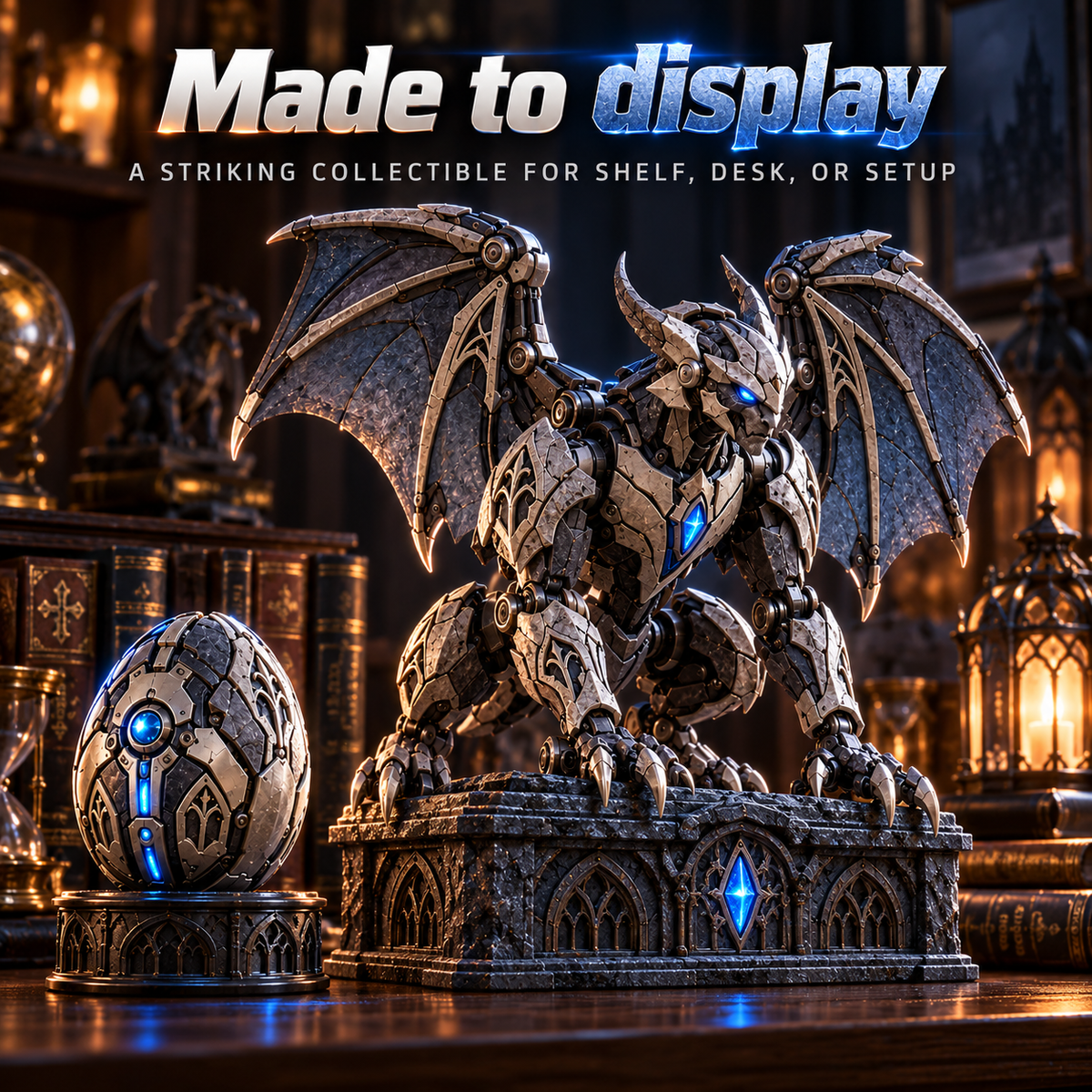 2 forms · 1 gothic guardian From Mechanical Egg to Gothic Gargoyle Start with a compact stone-metal egg