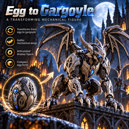 2 forms · 1 gothic guardian From Mechanical Egg to Gothic Gargoyle Start with a compact stone-metal egg