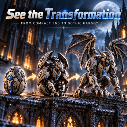 2 forms · 1 gothic guardian From Mechanical Egg to Gothic Gargoyle Start with a compact stone-metal egg