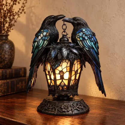 Gothic Raven Lantern – Stained-Glass-Inspired Accent Light