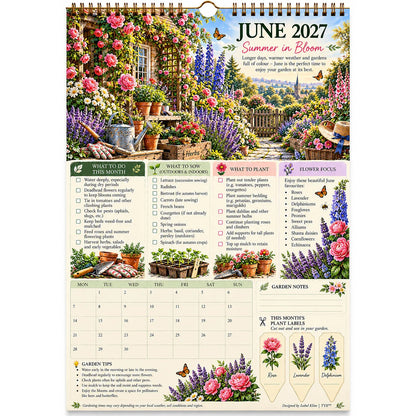 2027 Four Seasons Gardening Calendar & Monthly Planner – A4 Wall Calendar with Planting Guide, Garden Tasks & Plant Labels | TYII™