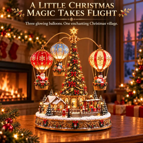 🎅🎈 Santa’s Sky Journey – Animated Lighted Christmas Balloon Village