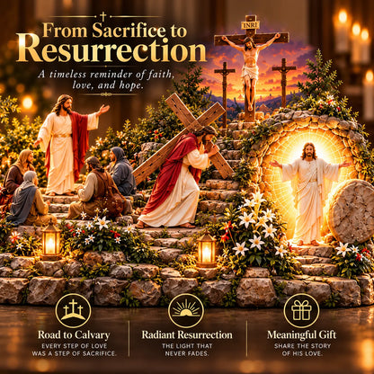 ✝️✨ The Journey of Jesus™ – Lighted 3D Biblical Story Centerpiece | Six Sacred Moments of Faith
