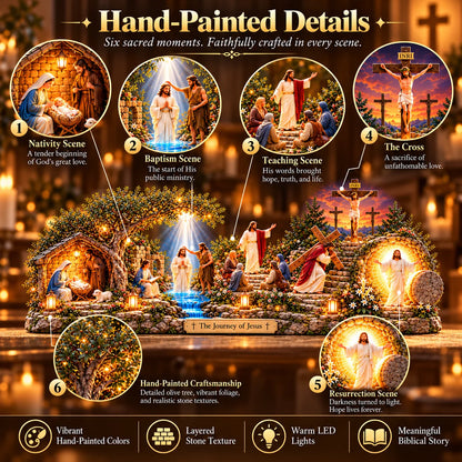 ✝️✨ The Journey of Jesus™ – Lighted 3D Biblical Story Centerpiece | Six Sacred Moments of Faith