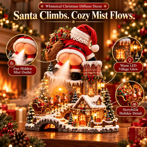 🎅 Santa’s Cheeky Christmas Village™ – Lighted Aroma Diffuser with Funny Santa Mist & Magical Holiday Glow