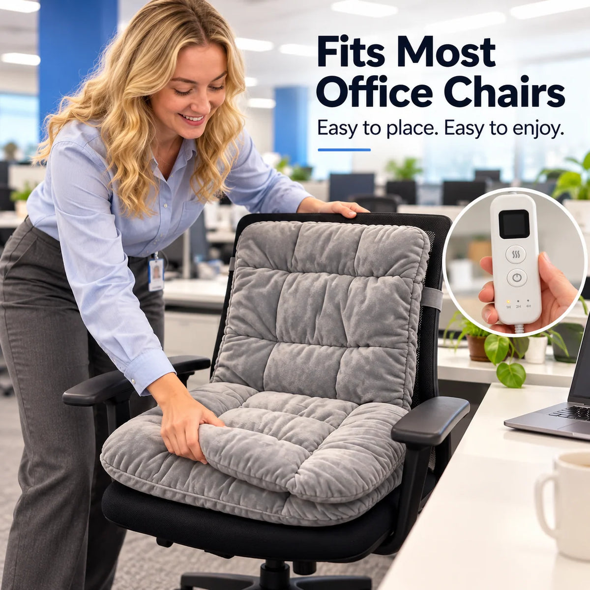 🔥 Heated Chair Cushion – Dual-Zone Fast-Warming Seat & Back Pad