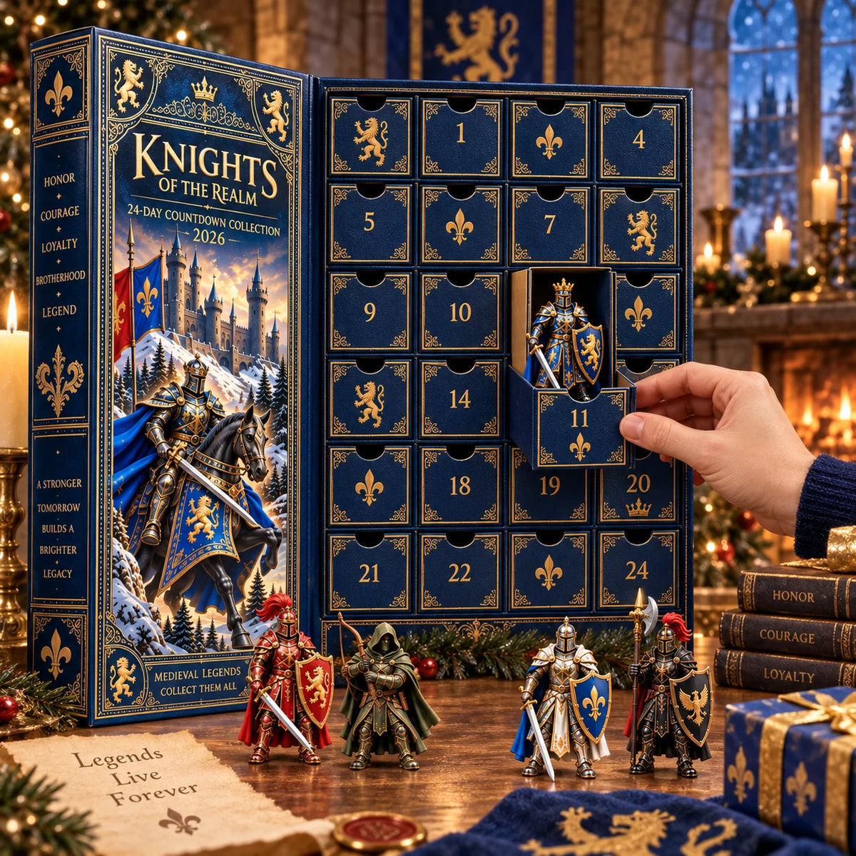 Knights of the Realm 2026 – 24-Day Medieval Legends Countdown Calendar with 24 Unique Knight Miniatures, Fantasy Collectible Gift for Medieval & Knight Lovers