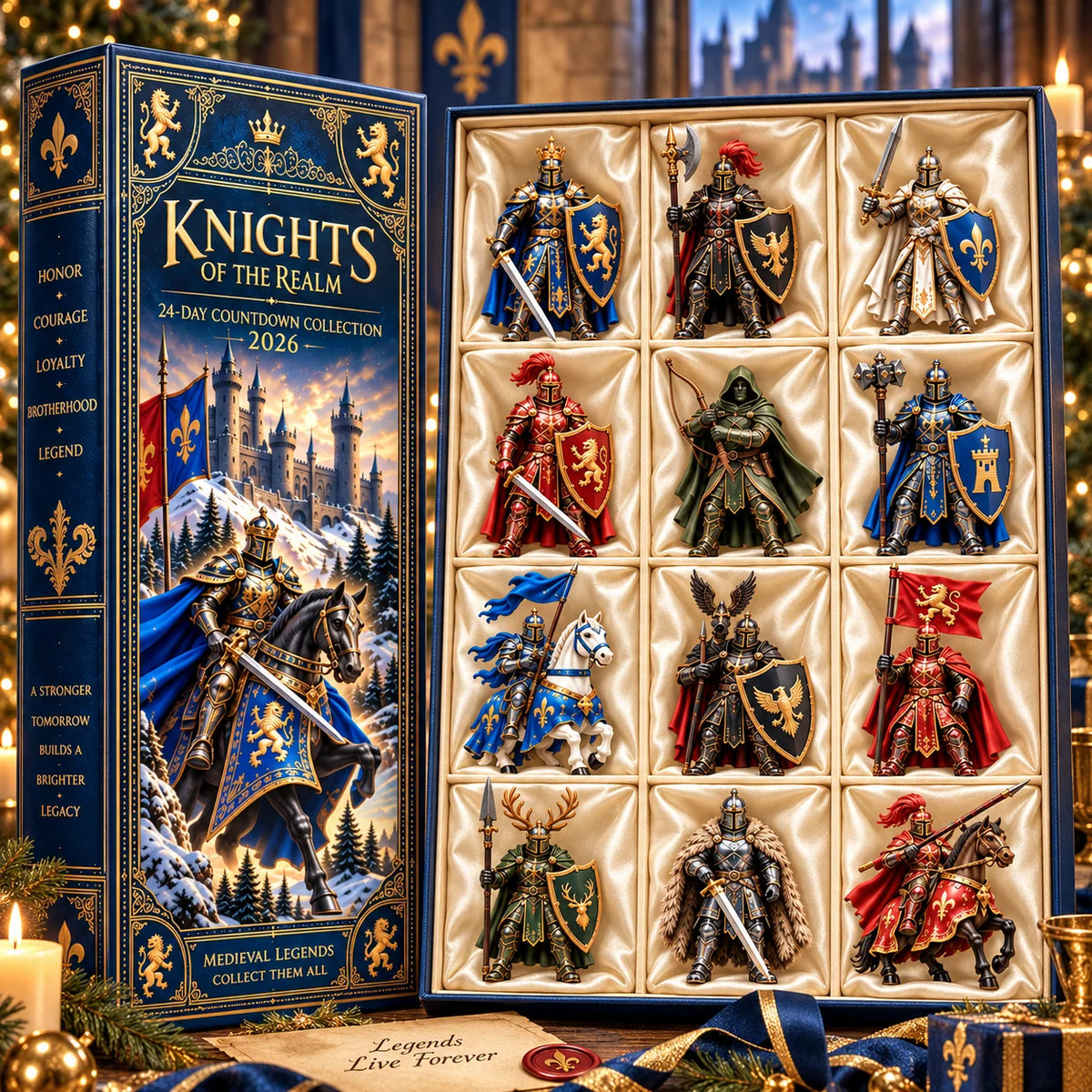 Knights of the Realm 2026 – 24-Day Medieval Legends Countdown Calendar with 24 Unique Knight Miniatures, Fantasy Collectible Gift for Medieval & Knight Lovers