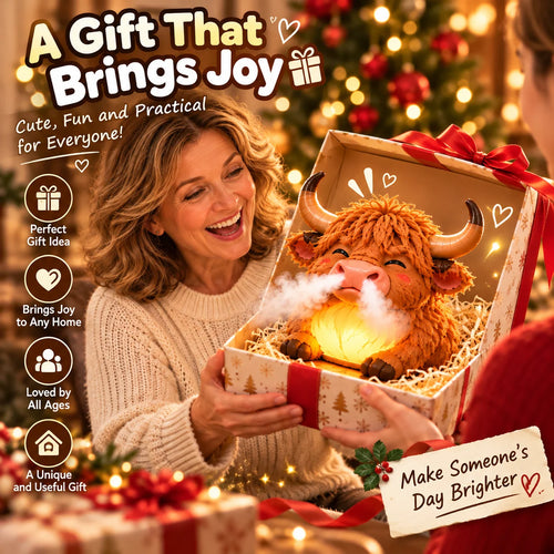 🐮 Highland Cow Huff™ – Tap-to-Puff Humidifier & Colorful Night Light ✨🎁