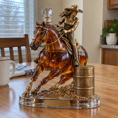 🐎🥃 Ride Hard, Pour Proud | Cowgirl Barrel Racing Whiskey Decanter