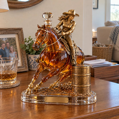 🐎🥃 Ride Hard, Pour Proud | Cowgirl Barrel Racing Whiskey Decanter