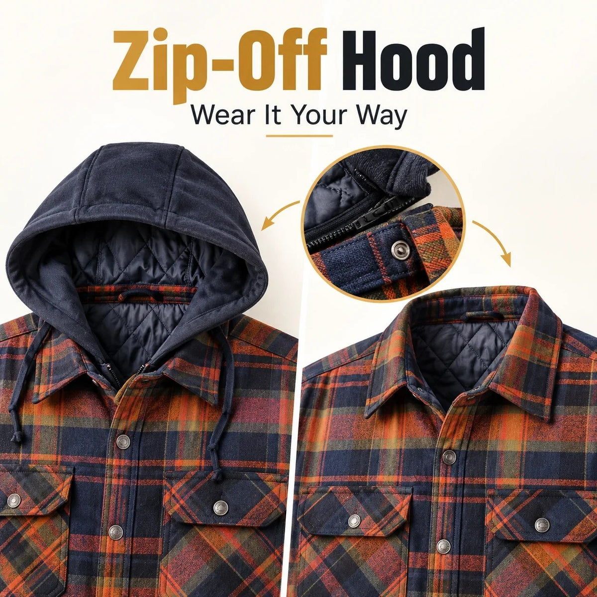 🔥❄️Mountain-Tested Warmth | Concealed Carry Hooded Flannel💥🔫(📦Buy 2 Free Shipping)