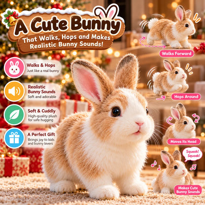🐰🎄Adorable Realistic Plush Bunny | Interactive Bunny Toy & Heartwarming Gift