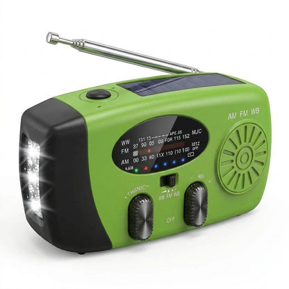 Multifunctional Portable Solar Emergency Radio – Power Bank, Hand Crank & Weather Alert for Outdoor & Crisis Preparedness