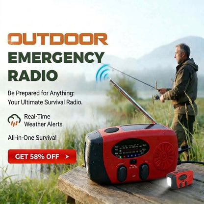 Multifunctional Portable Solar Emergency Radio – Power Bank, Hand Crank & Weather Alert for Outdoor & Crisis Preparedness
