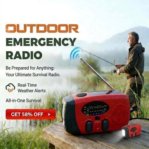 Multifunctional Portable Solar Emergency Radio – Power Bank, Hand Crank & Weather Alert for Outdoor & Crisis Preparedness