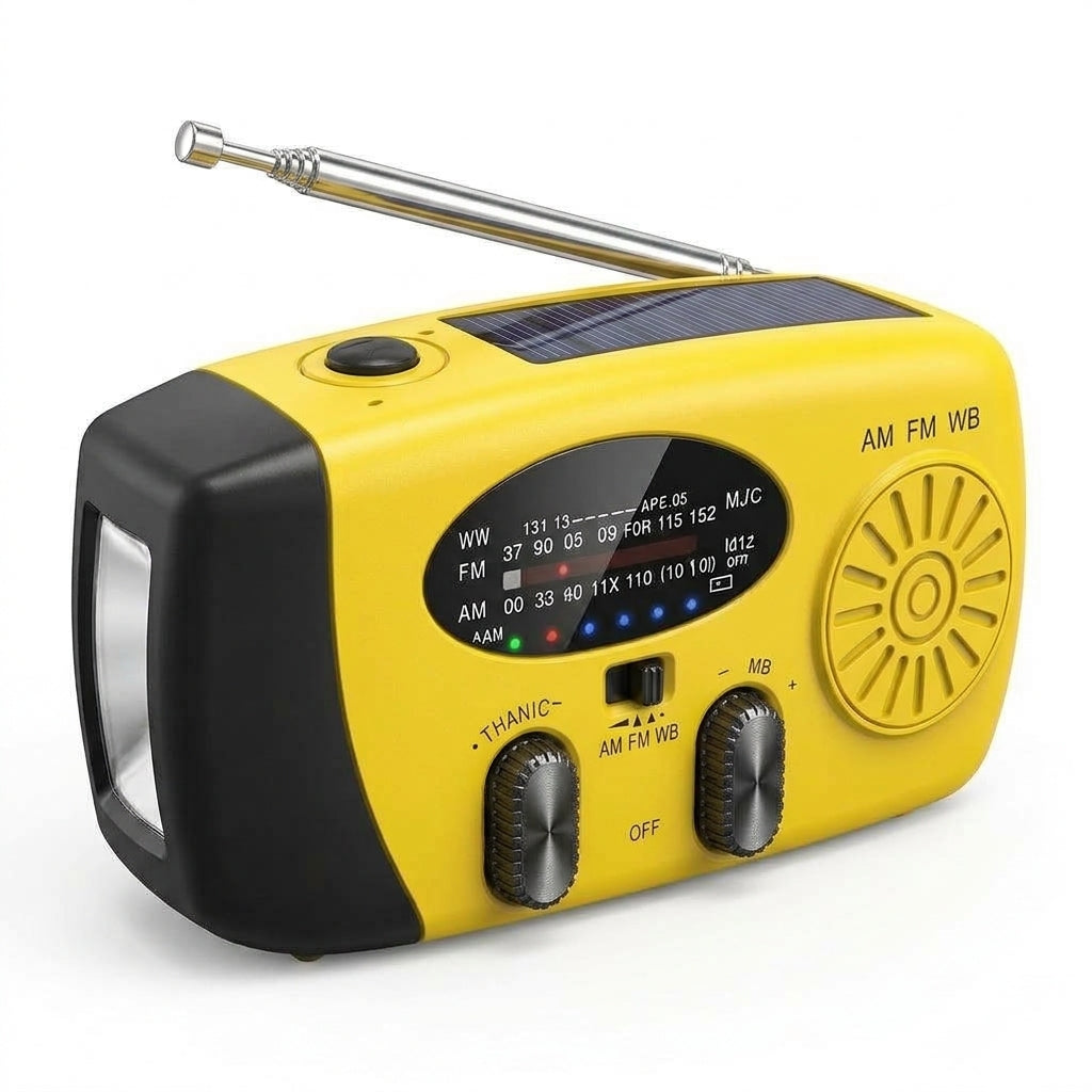 Multifunctional Portable Solar Emergency Radio – Power Bank, Hand Crank & Weather Alert for Outdoor & Crisis Preparedness