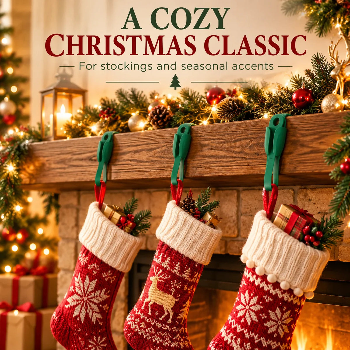 🎅🎄12/24 Pack Reusable Silicone Adhesive Christmas Garland Hooks 7.87"