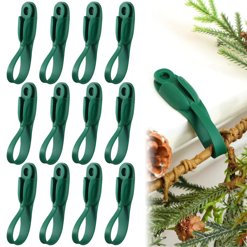 Reusable Silicone Christmas Garland Hangers – 12/24 Pack - Green 12 Pcs