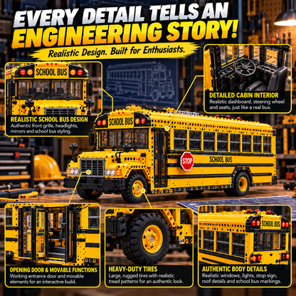 🚌 Build Your Own School Bus! 🔧Construction Model Kit
