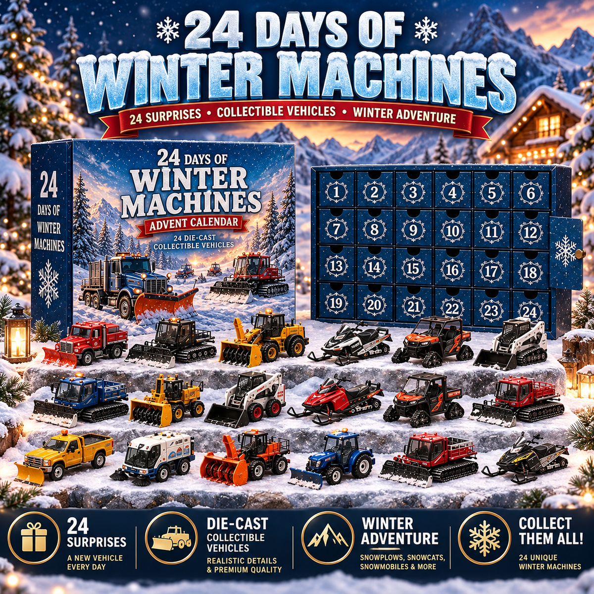 ❄️ 24 Days of Winter Machines 🎄 Die-Cast Vehicle Advent Calendar