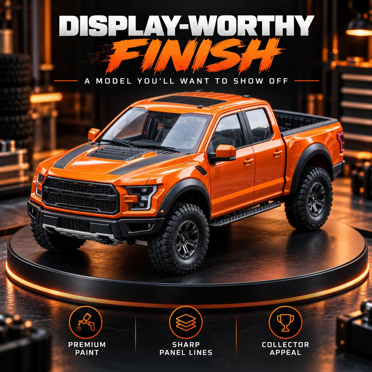🛻 DIY Off-Road Pickup Truck Model Kit - Orange Mechanical Assembly 🏆