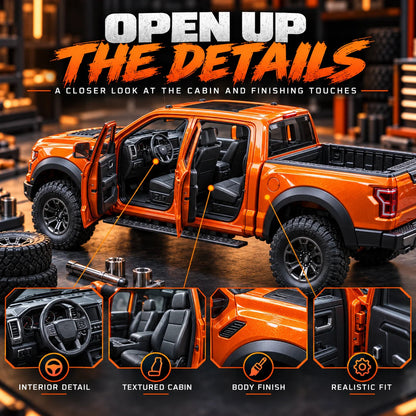 🛻 DIY Off-Road Pickup Truck Model Kit - Orange Mechanical Assembly 🏆