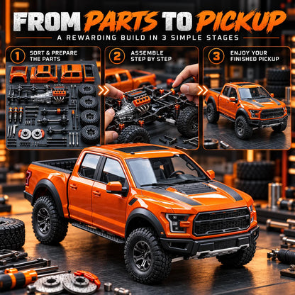 🛻 DIY Off-Road Pickup Truck Model Kit - Orange Mechanical Assembly 🏆